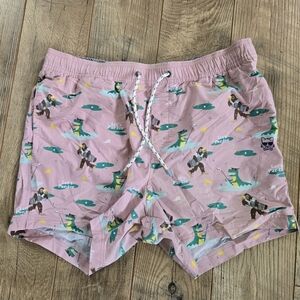 Party Pants Mens Xl Pink Surfing Print Swim Shorts